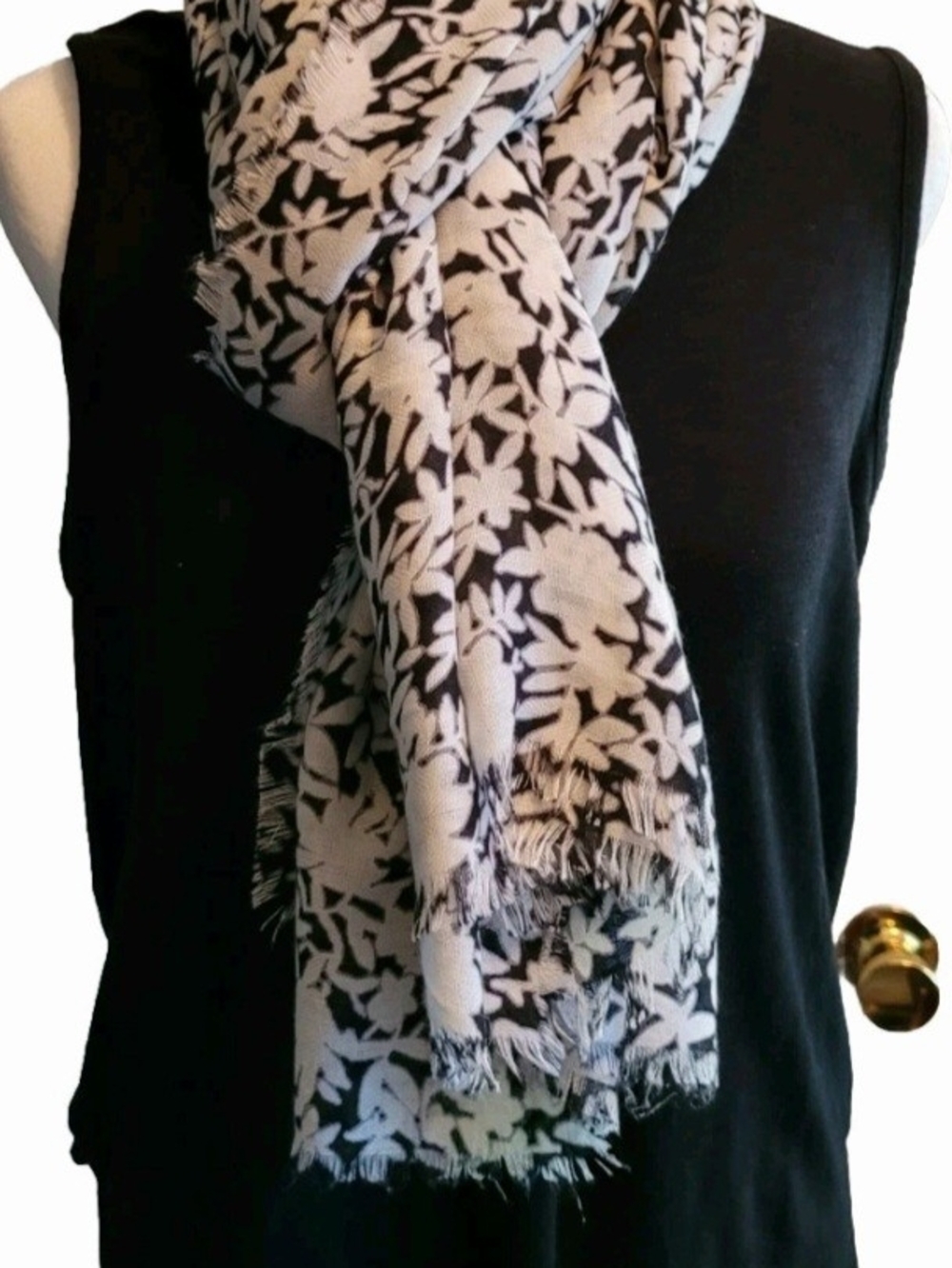 Black and White Floral Scarf - Women Accessories